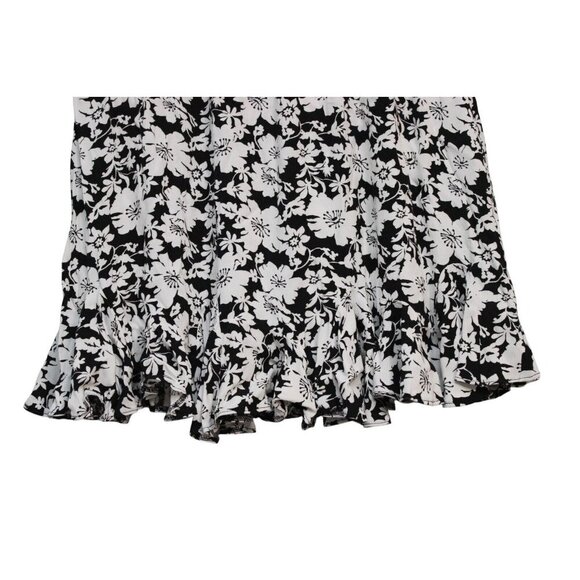 NWT LOFT Skirt Size Large Flowy Black White Floral Pull On Elastic Waist Preppy - Picture 7 of 9